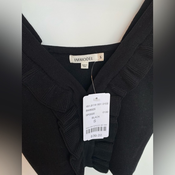 Ruffled crop top black - Picture 4 of 5